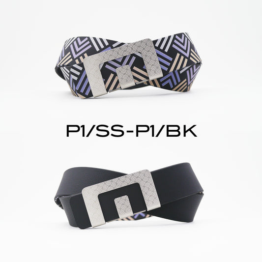 MIN BELT - SILVER P1 BUCKLE, BLACK P1 STRAP